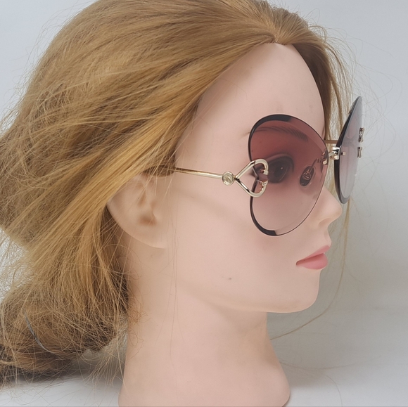 Lanvin Sunglasses Heart Rose Metal Butterfly Rimless Oversized LN124S 67-16-140 - Picture 9 of 14